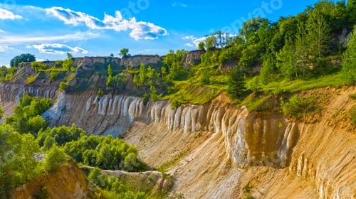 Preview: Beautiful summer landscape old chalk quarry. Nature landscape with old chalk quarry.