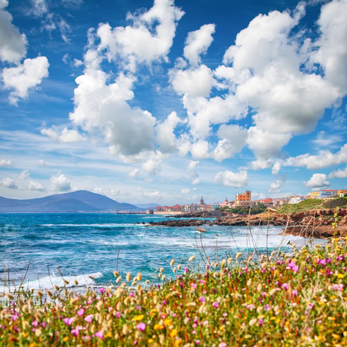Preview: Astonishing spring cityscape of Alghero town at morning.