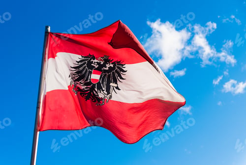 Preview: Austrian flag fluttering in the wind