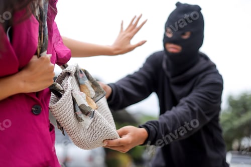 Preview: Robbery in Action as Man Forcefully Grabs Handbag From Lady.