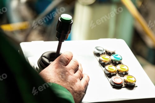 Preview: Operator Managing Machinery in Plywood Production Facility With Control Panel