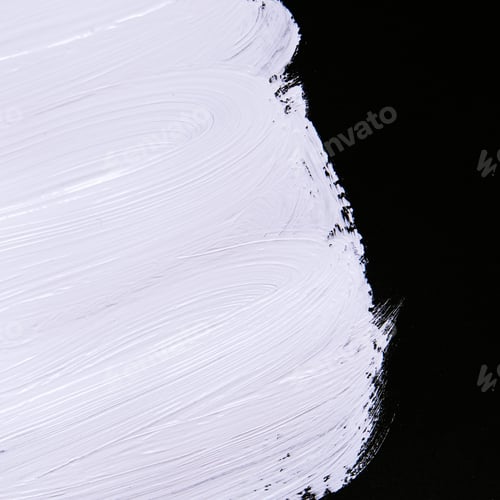 Preview: White Brush strokes paint on black background. Minimal abstract creative texture