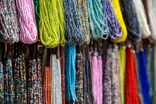 Preview: Colorful necklaces at market in Mumbai, India