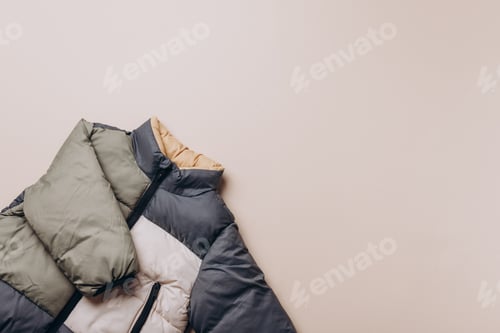 Preview: Padded Winter Jacket on Neutral Background, Fashion Image