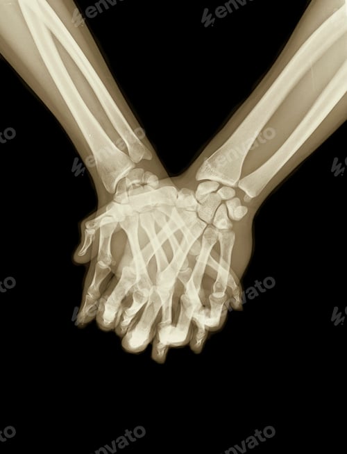 Preview: Xray image of hands and fingers clasped