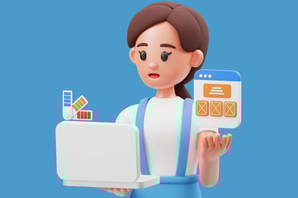 Preview: Woman with laptop and mobile phone