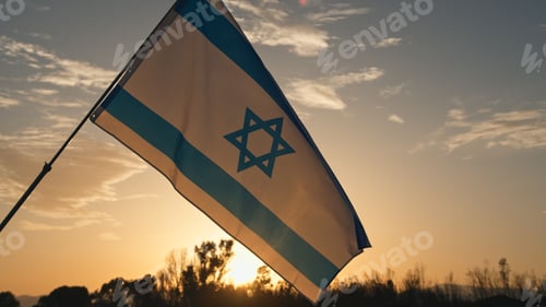 Preview: Waving Israel Flag On the Sky