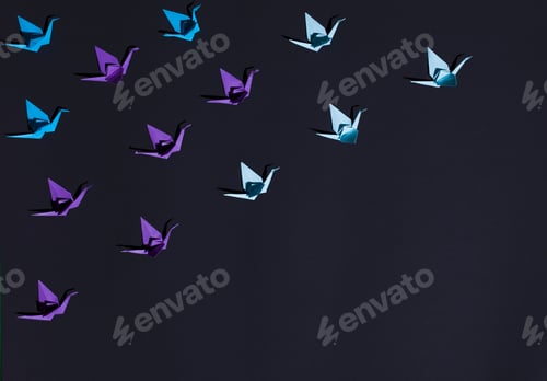 Preview: Origami birds in composition