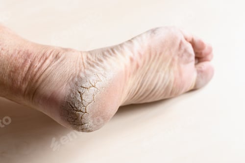 Preview: dead dry cracked skin on heel of male foot