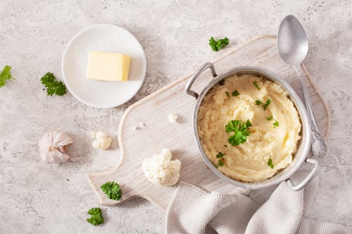 Preview: mashed cauliflower with butter. ketogenic paleo diet side dish