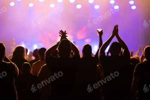 Preview: Crowd at concert and blurred stage lights.