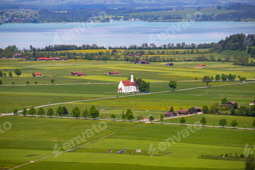 Preview: Majestic baroque Saint Coloman church in pastoral surrounds, Fussen, Germany