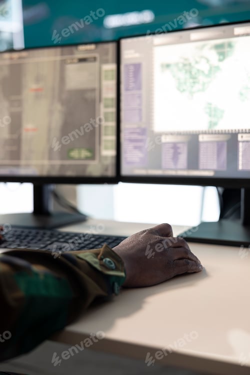 Preview: IT operator working on reconnaissance activity mission to gather important data