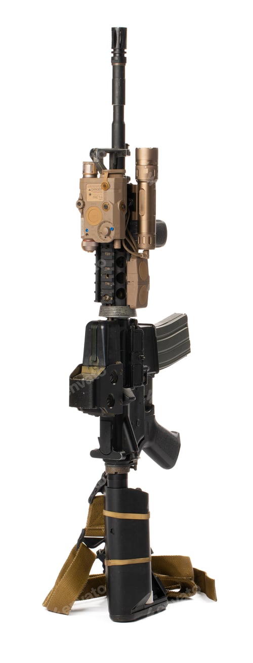 Preview: Military toy airsoft rifle isolated on white background