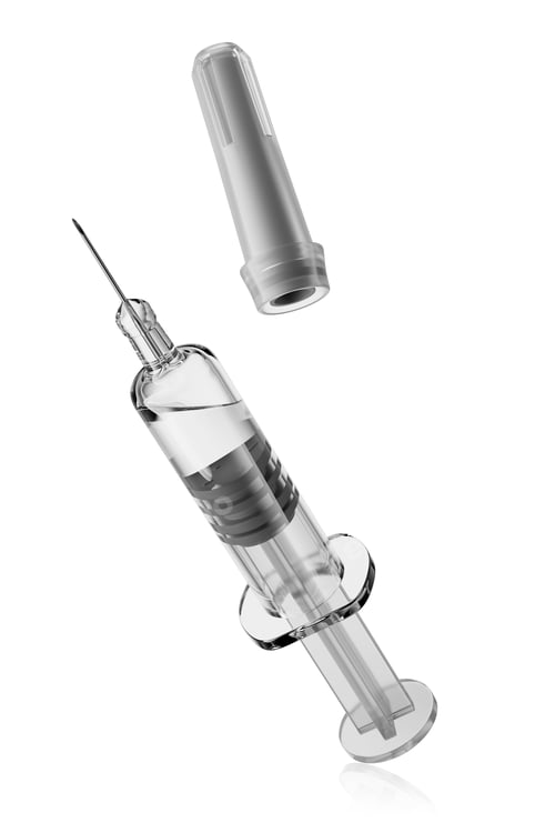 Preview: Pre-filled syringe isolated. 3D rendering.