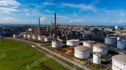 Preview: Aerial view of A lot of Oil depot Gas storage tank around oil refinery tower and