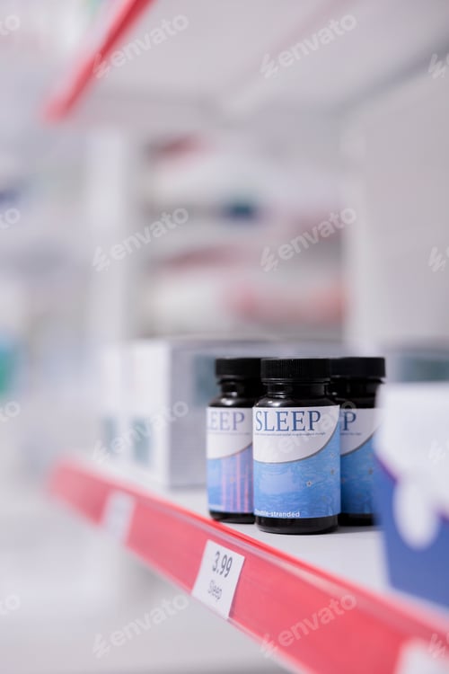 Preview: Health care store shelves filled with medicaments and pharmaceutical products