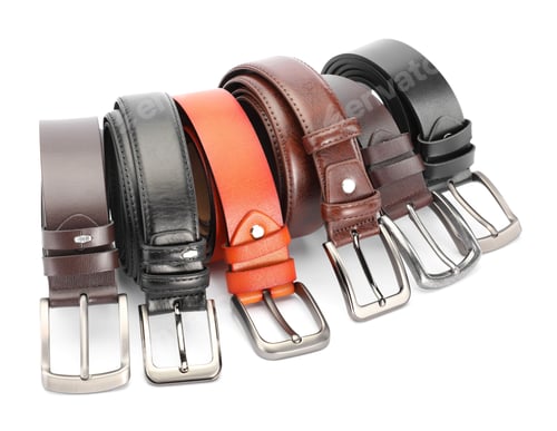 Preview: Many different leather belts isolated on white