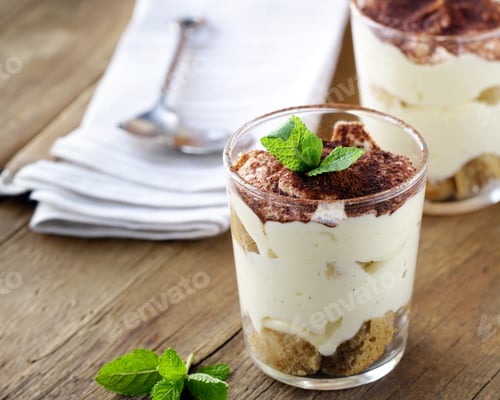 Preview: dessert tiramisu in a glass portion serving