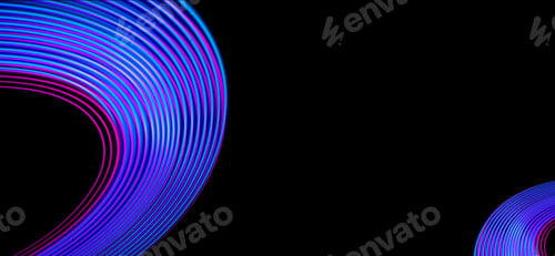 Preview: Abstract banner design. Technology neon lines on black background.