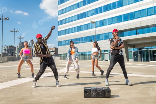 Preview: Hip hop crew dancing outdoors