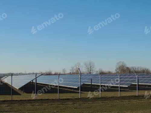 Preview: solar station with batteries behind the fence