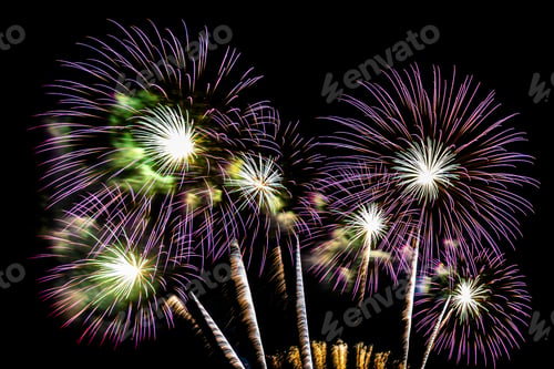 Preview: Abstract colorful firework display for celebration anniversary