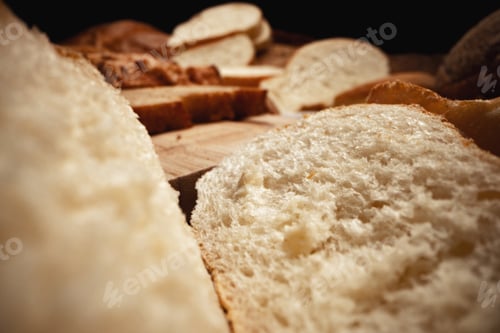 Preview: Cut bread assortment for a background, close up