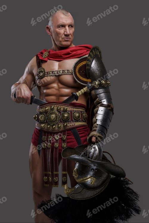 Preview: Experienced and muscular gladiator of mature age
