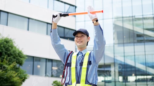 Preview: Asian traffic controller directing traffic