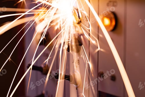 Preview: Electronic sparks scatter quickly and sharply from a short circuit