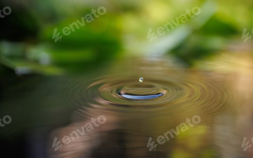 Preview: Selective focus shot of a water droplet falling in water