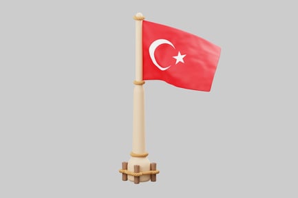 Preview: Flagpole with Turkish flag