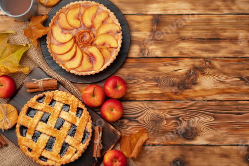 Preview: Top view of a traditional american thanksgiving pie top view