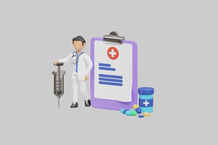 Preview: Doctor with syringe and clipboard