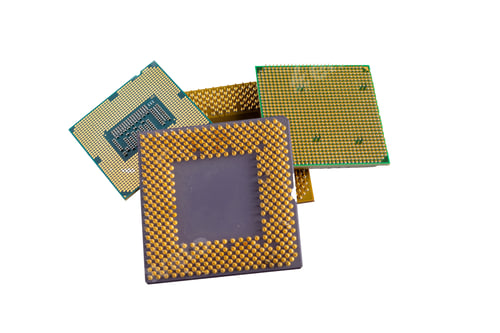 Preview: old computer processors on isolated background