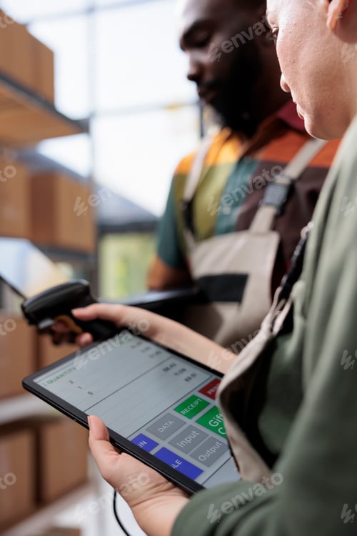 Preview: Stockroom supervisors analyzing merchandise report