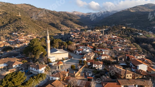 Preview: Architecture stone buildings, traditional Turkish village houses in touristic place Birgi, Izmir.