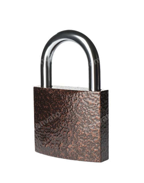 Preview: Modern padlock isolated on white. Safety and protection