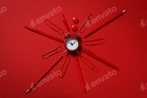 Preview: Concept of different stationery accessories, top view