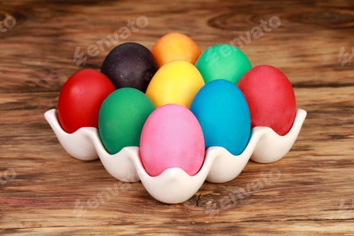 Preview: Colorful Easter Eggs in a Ceramic Egg Holder