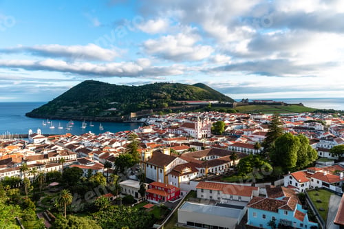 Preview: Panoramic Aerial View of the old Town and the port of Angra do Heroismo