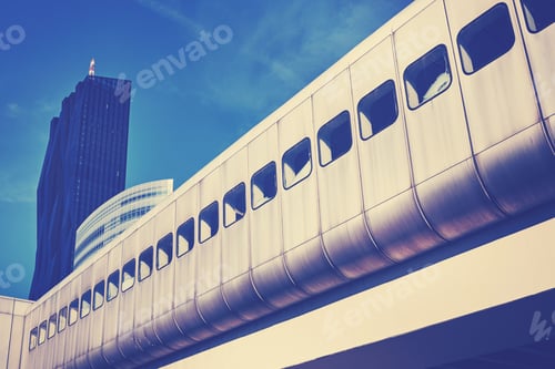Preview: Color toned futuristic Vienna city train infrastructure.