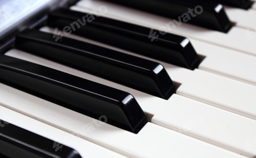 Preview: Close-up white and black keys of a synthesizer
