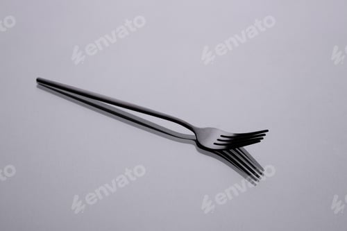 Preview: Cutlery on a gray background with shadow. Table serving