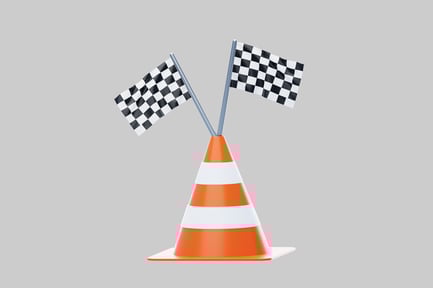 Preview: Traffic cone with checkered flags