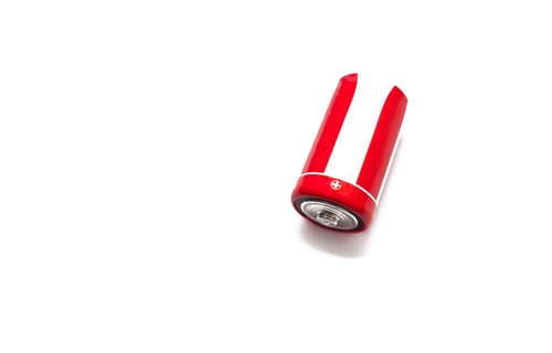 Preview: One red big size battery isolated on white backgraound