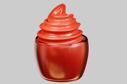 Vorschau: Abgerundetes Glasgefäß, gefüllt mit leuchtend roter Substanz