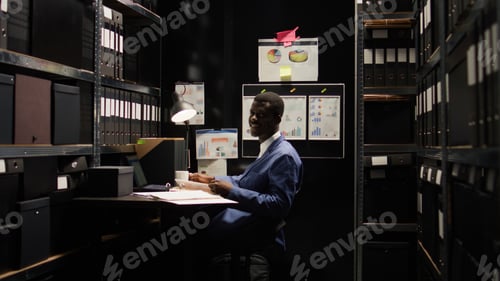 Preview: Police officer having coffee in office