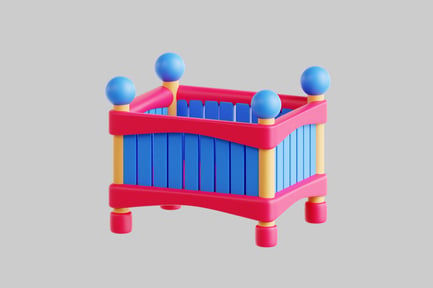 Preview: Striped toy crib with hanging balls